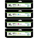 4 Pack - HP 970XL & 971XL High-Yield Ink Cartridge Value Pack. Includes 1 Black, 1 Cyan, 1 Magenta and 1 Yellow Compatible  Ink Cartridges
