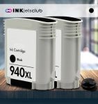 2 Pack HP 940XL (C4906AN) High-Yield Black Compatible  Inkjet Cartridge