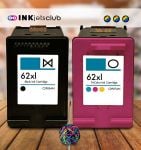 2 Pack - HP 62XL Black and Color (C2P05AN + C2P07AN) High-Yield Compatible  Ink Cartridge Value Pack