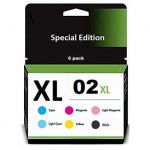 6 Pack - HP 02 Ink Cartridge Value Pack. Includes, 1 Black, 1 Cyan, 1 Magenta, 1 Yellow, 1 Light Cyan, 1 Light Magenta Compatible  Ink Cartridges