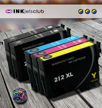 Remanufactured G&G compatible replacement for 5 Pack Epson 212XL High Yield Compatible Ink Cartridges. Includes 2 Black, 1 Cyan, 1 Magenta and 1 Yellow Ink Cartridges
