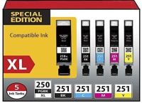 Canon PGI-250XL & CLI-251XL (5 or 10 Pack) High Yield Compatible Ink Cartridges.  Package Includes PGI-250XL Black, CLI-251XL Black, Cyan, Magenta and Yellow Ink Cartridges