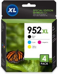 4 Pack - HP 952XL High Yield Ink Cartridges. Includes 1 Black, 1 Cyan, 1 Magenta and 1 Yellow Compatible  Ink Cartridges