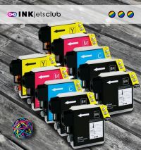 10 Pack - Brother LC65 High Yield Ink Cartridge Value Pack. Includes 4 Black, 2 Cyan, 2 Magenta and 2 Yellow Ink Compatible Cartridge