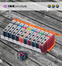10 Pack - Canon PGI-9 Ink Cartridge Value Pack. Includes 1 Photo Black, 1 Cyan, 1 Photo Cyan, 1 Magenta, 1 Photo Magenta, 1 Yellow, 1 Grey, 1 Matte Black,  1 Green and 1 Red Ink Compatible Cartridge