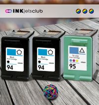 3 Pack - HP 94 & 95 Ink Cartridge Value Pack. Includes 2 Black and 1 Color Compatible  Ink Cartridges