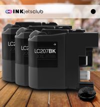 3 Pack Brother LC207BK Super High Yield Black Compatible Ink Cartridge