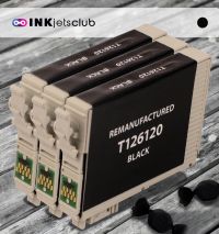 Remanufactured G&G compatible replacement for 3 Pack Epson 126 (T126120) Black High Yield Compatible  Inkjet Cartridge