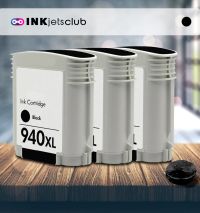 3 Pack HP 940XL (C4906AN) High-Yield Black Compatible  Inkjet Cartridge
