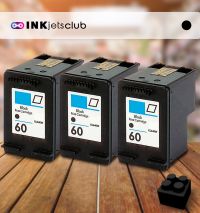3 Pack HP 60 (CC640WN) Black Compatible Ink cartridge