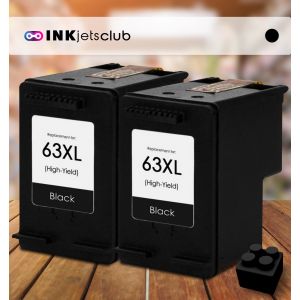 2 Pack HP 63XL (F6U64AN) Black Compatible  Ink Cartridge