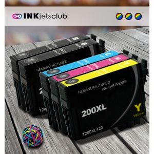5 Pack - Epson 200XL High Yield Ink Cartridge Value Pack. Includes 2 Black, 1 Cyan, 1 Magenta and 1 Yellow Compatible  Ink Cartridges