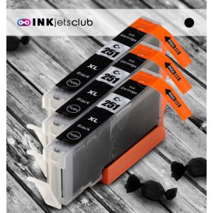 3 Pack Canon CLI-251XL (6448B001) High Yield Black Compatible Ink cartridge