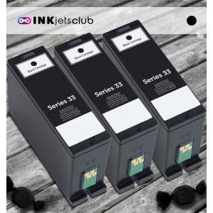3 Pack Dell Series 33/34  (331-7377 / T9FKK) Extra High Yield Black Compatible Ink cartridge for Dell V525w and V725w