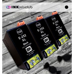 3 Pack Epson 252XL (T252XL120) Black High Yield Compatible  Ink Cartridges
