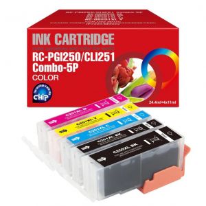 Canon PGI-250XL & CLI-251XL (5 Pack) High Yield Compatible Ink Cartridges.  Package Includes PGI-250XL Black, CLI-251XL Black, Cyan, Magenta and Yellow Ink Cartridges