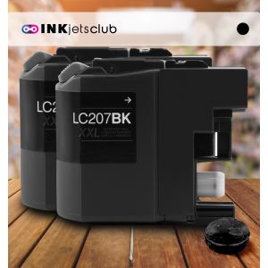 2 Pack Brother LC207BK Super High Yield Black Compatible Ink Cartridge