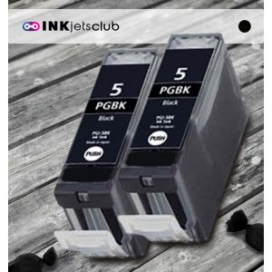 2 Pack Canon PGI5Bk Pigment Black Compatible Inkjet Cartridge (With Chip)