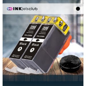 2 Pack Canon PGI220 Pigment Black Compatible Inkjet Cartridge (With Chip)