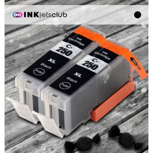 2 Pack Canon PGI-250XL (6432B001) High Yield Pigment Black Compatible Ink cartridge