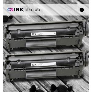 2 Pack HP 12A (Q2612A) Black Compatible Toner Cartridge