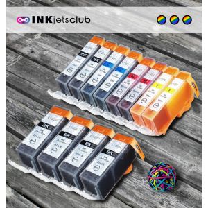 Canon PGI-220 & Canon CLI-221 Ink 12 Pack. (2) PGI-220 pigment BK, CLI-221 2C, 2M, 2Y, 2BK, 2GRAY Compatible Ink Cartridges