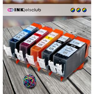 5 Pack - Canon PGi-220 and Cli-221 Ink Cartridge Value Pack. Includes 1 PGi-220 Black, 1 Cli-221 Black, 1 Cyan, 1 Magenta, and 1 Yellow Compatible Ink Cartridges