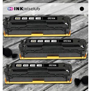 3 Pack HP 131X (CF210X) High Yield Black Compatible  Toner Cartridge