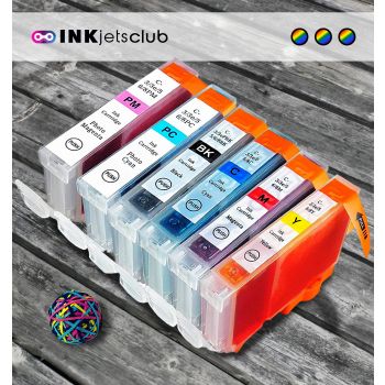 6 Pack - Canon CLI-8 Ink Cartridge Value Pack. Includes 1 Black, 1 Cyan, 1 Magenta, 1 Yellow, 1 Photo Cyan, and 1 Photo Magenta Compatible Ink Cartridges