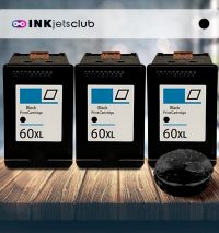 3 Pack HP 60XL (CC641WN) High Yield Black Compatible Ink cartridge