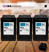 3 Pack HP 61XL (CH563WN) High Yield Black Compatible  Inkjet Cartridge