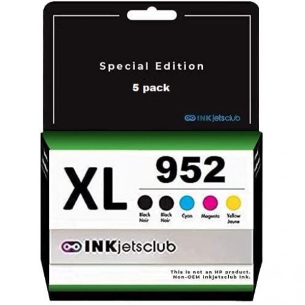 5 Pack HP 952XL High Yield Ink Cartridges. Includes 1 Black 1 Cyan 1 Magenta and
