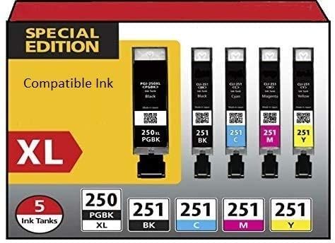 24-Pack Value Ink Set - Fits Canon PIXMA MG7520, MG6620 & More (PGI-250XL/CLI-251XL) - Black, Cyan, Gray, Magenta, Yellow