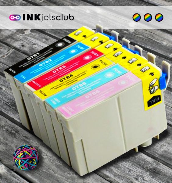 Remanufactured G&G compatible replacement for 6 Pack - Epson 78 Ink Cartridge Value Pack. Includes 1 Black, 1 Cyan, 1 Magenta, 1 Yellow, 1 Light Cyan Remanufactured G&G compatible replacement for 6 Pack - Epson 78 Ink Cartridge Value Pack. Includes 1 Black, 1 Cyan, 1 Magenta, 1 Yellow, 1 Light Cyan