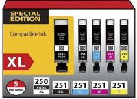 Canon PGI-250XL & CLI-251XL (5 or 10 Pack) High Yield Compatible Ink Cartridges.  Package Includes PGI-250XL Black, CLI-251XL Black, Cyan, Magenta and Yellow Ink Cartridges