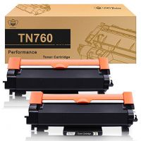 2 Pack Brother TN760 Black Compatible Toner Cartridge High Yield