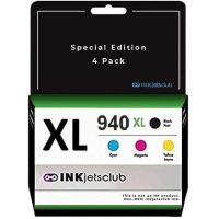 4 Pack - HP 940XL High-Yield Ink Cartridge Value Pack. Includes 1 Black, 1 Cyan, 1 Magenta and 1 Yellow Compatible  Ink Cartridges