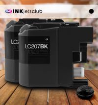 2 Pack Brother LC207BK Super High Yield Black Compatible Ink Cartridge