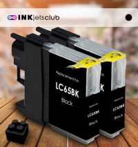 2 Pack Brother LC65BK High Yield Black Compatible Ink cartridge. (LC65 Series)