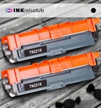 2 Pack Brother TN221BK Black Compatible Toner Cartridge