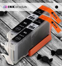 2 Pack Canon CLI-251XL (6448B001) High Yield Black Compatible Ink cartridge