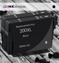 2 Pack Epson 200XL High Yield Black Compatible Ink cartridge (T200XL120)