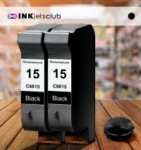 2 Pack HP 15 (C6615DN) Black Compatible Ink cartridge