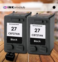 2 Pack HP 27 (C8727AN) Black Compatible Ink cartridge