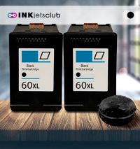 2 Pack HP 60XL (CC641WN) High-Yield Black Compatible Ink cartridge