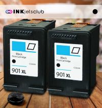 2 Pack HP 901XL (CC654AN) High Yield Black Raman  Ink cartridge