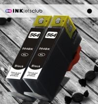 2 Pack HP 564XL (CN684WN) High-Yield Black Compatible  Ink Cartridge
