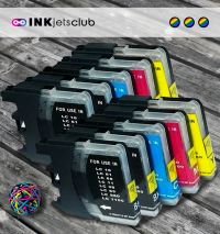 10 Pack - Brother LC61 High Yield Ink Cartridge Value Pack. Includes 4 Black, 2 Cyan, 2 Magenta and 2 Yellow Ink Compatible Cartridge