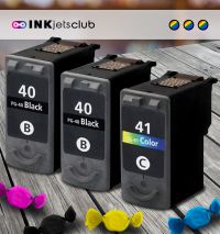 3 Pack - Canon PG-40 & CL-41 Ink Cartridge Value Pack. Includes 2 Black + 1 Color Compatible  Ink Cartridges