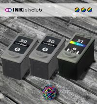 3 Pack - Canon PG-30 & CL-31 Ink Cartridge Value Pack. Includes 2 Black + 1 Color Compatible  Ink Cartridges